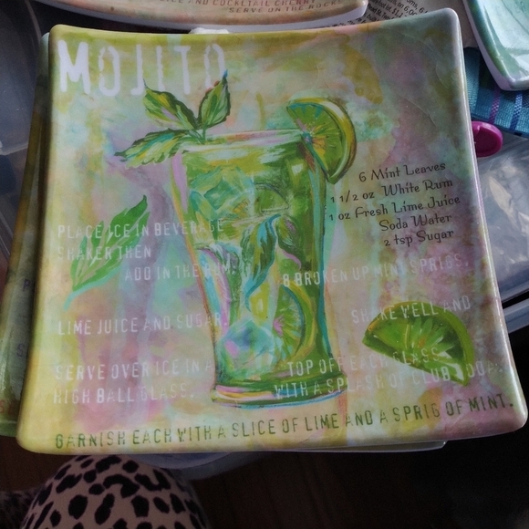 Melamine Ware Set of Four Bar Recipes Small Plates - Picture 2 of 10